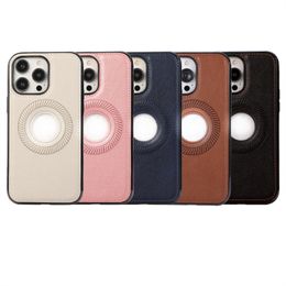 Logo Hole Business Ultra Slim Leather Magnetic Case for IPhone 15 14 13 12 11 Pro Max 15Pro 14Pro I Phone Mac Safe Cover Cases 30pcs