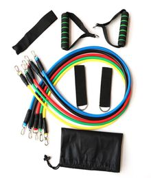 11pcs Set Natural Rubber Latex Fitness Resistance Bands Exercise Tubes Practical Elastic Training Rope Yoga Pull Rope Pilates7056221