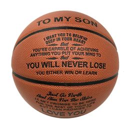 To My Son Daughter From Dad Mom Engraved Basketball Gifts for Son with To My Son Words Basketabll Standard Size 7 PU Leather 231227