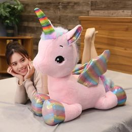 Nice Huggable Cute Unicorn Dream Rainbow Plush Toy High Quality Pink Horse Sweet Girl Home Decor Sleeping Pillow Gift For Kids 231228