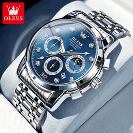 OLEVS Luxury Watch for Men Original High Quality Man Quartz Wristwatches Waterproof Moon Phase Design Men's Watches Reloj Hombre 231228