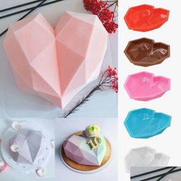 Cake Tools Heart Shaped Sile Mould Baking Pan For Pastry 3D Diamond Moulds Mousse Chocolate Drop Delivery Dhxiv