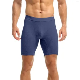 Underpants Long Men's Solid Colour Underwear Mid Waist Anti Wear Leg No Sweat Mens Men Briefs Big And Tall For