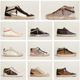 Designerschuhe Italien Marke High Lederband Pailletten Leopardenmuster Damen Herren Luxus Schmutzige Schuhe Pailletten Klassisch Lässig Einfach Niedrig Weiße Turnschuhe