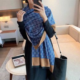 26% OFF scarf Light Luxury Green CC Autumn Winter Extended and Thickened Cashmere Shawl with Tassel Scarf for Women's Warmth Preservation