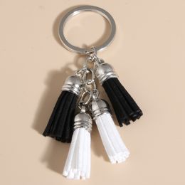 Keychain for Women Men Leather Tassel Metal Keys Chains Birthday Gift Diy Jewelry Making Supplies Wholesale