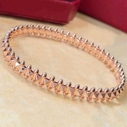 2021 Top Brand Pure 925 Sterling Silver Jewellery Women Rose Gold Spikes Steam-punk Bangle Wedding Jewellery Around Rivet Bangle224H