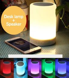 USB Rechargeable LED Night Light Speaker Colourful Lighting Touch Sensor Lamp Bedside Lamp for Bedroom Living Room2067583