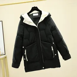 Women's Trench Coats 2023 Women Cotton Coat Winter Jacket Female Warm Thick Parkas Stylish Slimfit Hooded Outwear Loose Large Size Overcoat