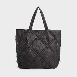 Shoulder Bags Pleated Canvas Large Handbag Designer Drawing Women's Quilted Bag Simple Big Purseblieberryeyes