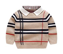 2022 Kids designer fashion Cardigan sweater plaid knit Cotton Pullover children printed sweaters Jumper wool blends boys girls clo8283533