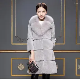 Women's Fur Wepbel Autumn Jackets Mid-Length Slim-Fit Coat Imitation Collar Cashmere Pocket Outwear Faux Coats