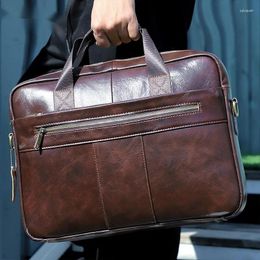 Briefcases Men's Bag Genuine Leather Men Briefcase Handbags Casual Laptop Bags Messenger Shoulder Business Portfolio For Document