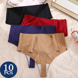 10PcsSet Women's Panties Seamless Women's Thong High-rise Underwear Female Pantys 10PCS Panties for Women Silk Tangas 10 Pieces 231227