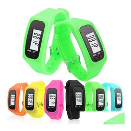 Counters Wholesale Digital Lcd Pedometer Smart Mti Watch Sile Run Step Walking Distance Calorie Counter Electronic Bracelet Color Pedo Dhkhp