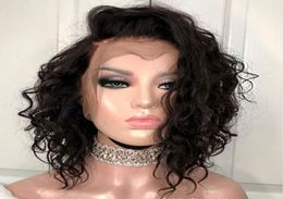 Lace Front Human Hair Wigs Short Curly Wigs Remy Brazilian For Women Pre Pluck Natural Color Bleached Knot3614428