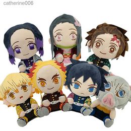 Stuffed Plush Animals 20cm Japan Anime Demon Slayer Tomioka Giyu Kamado Tanjirou Kamado Nezuko Agatsuma Zenitsu Plush Toys Doll Peluche Women GiftL231228