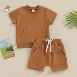 Clothing Sets Toddler Baby Boy Girl 2 Piece Clothes Set Short Sleeve Embroidery T-shirt Tops With Shorts Outfits