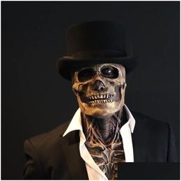 Party Masks The Latest Skeleton Biochemical Mask For Halloween Cosplay Props Sile Fl Er Head With Hat Pr Sale 230818 Drop Delivery Hom Dhg4K