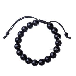 New Obsidian Beaded Bracelets for Men Hematite Rope Woven Infinity Charm Bracelet for Women Jewellery Personal Accessories Cuff236l