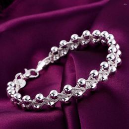 Link Bracelets Charm 925 Sterling Silver For Women Fine Braided Beads Chain Fashion Wedding Party Christmas Gift High Quality Jewelry
