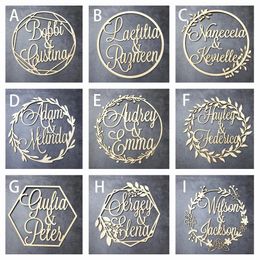 Custom Wooden Wedding Wall Sign Personalised Bride And Groom Name Babyshower Circle Shape Party Decor Unique Gift 231227