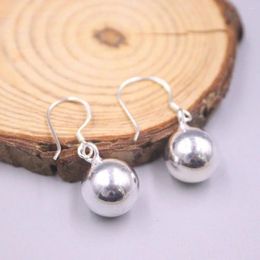 Dangle Earrings Pure S925 Sterling Silver Men Women Gift 12mm Glossy Ball