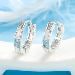 Hoop Earrings 2023 Fashion Silver Color Geometric Crystal For Women Girls Shiny Rhinestone Delicate Wedding Jewelry Gifts
