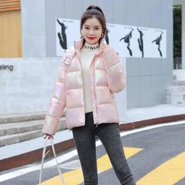 Women's Trench Coats Cotton Jacket For Women In Winter Thickened No Wash Shiny Leather Colorful Small Loose And Fashionable