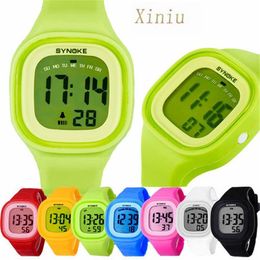 Unisex Silicone LED Light Digital Sport Wrist Watch Kid Women Girl Men Boy Watches Colorful Light Swimming Waterproof Watch193M