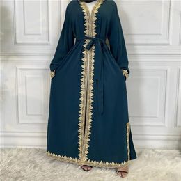 Ethnic Clothing Eid Mubarak Open Abaya Kimono Embroidery Muslim Hijab Dress Kaftan Causal Abayas For Women Dubai Turkey Ramadan Islamic