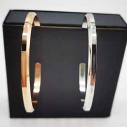 Fashion Simple Wristband Bangle Women's Bracelet 16CM 17CM Open Adjustment Designer Bracelets Silver Rosegold with Gift Box 7294d