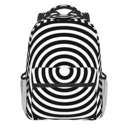 Backpack Retro Mod Circles Black And White Novelty Backpacks Student Unisex Trekking Breathable School Bags Design Rucksack