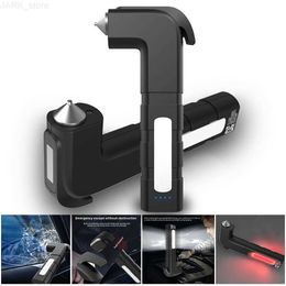 Emergency Hammer 4 in 1 Car Emergency Safety Escape Tool Car Hammer Safety Window Breaker and Seat Belt Cutter DuaL LED Light Magnetic for RepairL231228
