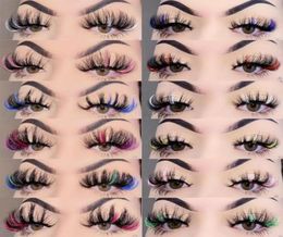 False Eyelashes Mix Colour 25mm Mink Lashes Ombre Colourful Bulk Dramatic y Party Coloured For Cosplay6101245