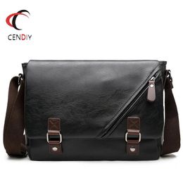 Briefcases 2022 Brand Casual Men's Briefcase Business Shoulder Bag Pu Leather Messenger Bags Ipad Handbag Work Bag Large Men Travel Bags