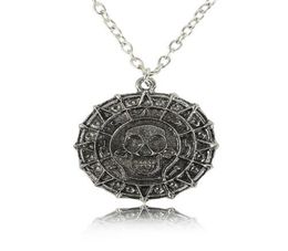 Movie Jewelry Pirates Necklace Vintage Bronze Silver Designer Skull Coin Pendant Necklace Men Gift Souvenirs Party Friendship Gift1480629