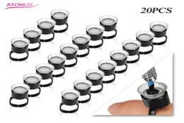 20pcs Disposable Microblading Ink Cup Rings with Sponge Pigment Holder Tattoo Supply Microblade Permanent Makeup Tool3554423