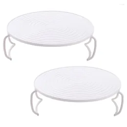 Double Boilers 2 Pcs Frame Shelf Miniature Holder Microwave Plate Stacker Abs Rounded Food Stand