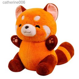 Stuffed Plush Animals New Stuffed Anime Figure Doll Turned Red Panda Plushie Doll Fluffy Hair Red Raccoon Animals Hug Throw Pillow KidsL231228