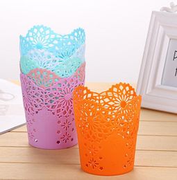 Hollow Flower Brush Storage Pen Pencil Pot Holder Container Desk Organiser Office Desk Decoration Gift 7 Colors8816908