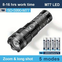 Smiling Shark IP67 Waterproof Zoomable Flashlight, M77 LED Light, USB Rechargeable Flashlight, Handheld Torch For Emergencies, Camping