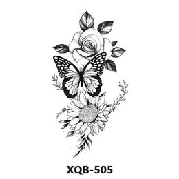 Makeup black and New white flower tattoo sticker with plain sketch