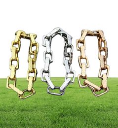 Fashion Unisex Mens Designer V Bracelets Gold Square Link Chain Coloured Titanium Steel 7011446