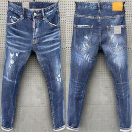 Men's Jeans 2023 Men Skinny Denim Light Blue Holes Long Quality Male Stretch Slim Fashion Casual