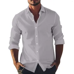 Men's Casual Shirts S -3xl White Pink Men Shirt Long Sleeve Cotton Oxford Soft Comfortable Regular Fit Quality Business Man