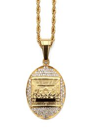 Fashion Charms Men Stainless Steel Gold Necklaces The Last Supper Pendent Chain Punk Rock Micro Mens Costume Jewelry Necklace For 5262496