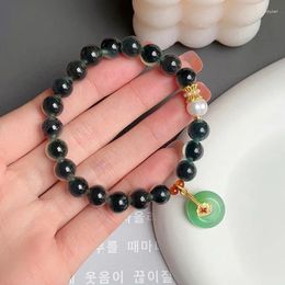 Strand Retro Chinese Feng Shui Ink Imitation Sugar Heart Blue Gem Bracelet Temple Cultural And Creative Commemorative Handchain Jewellery