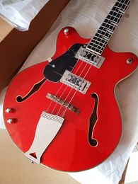 Sağ el elektif elektro gitar 4 telli vintage berrak kırmızı parlaklık