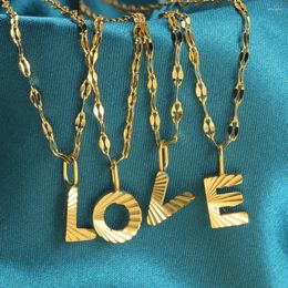 Pendant Necklaces 26 Letters Wave Necklace For Women Gold Color Lip Chain Long Stainless Steel In Choker Classic Jewelry